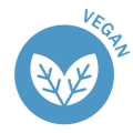 Blue vegan icon with two leaves