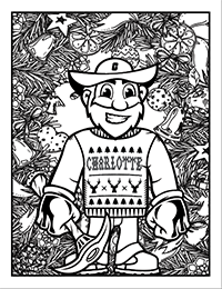 thumbnail of coloring page - Norm in holiday sweater with winter holiday backround