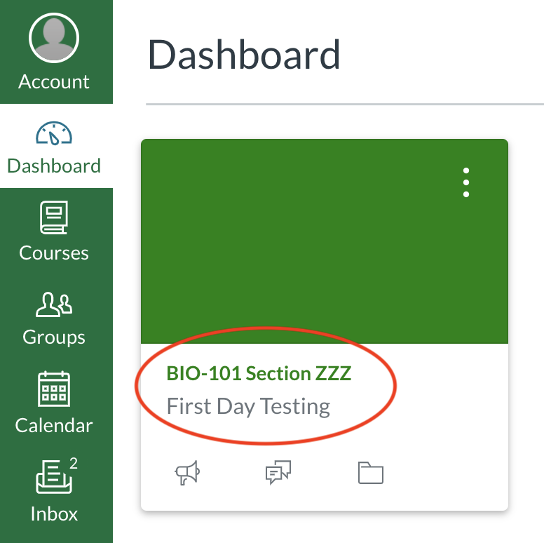 Screenshot of Dashboard in Canvas